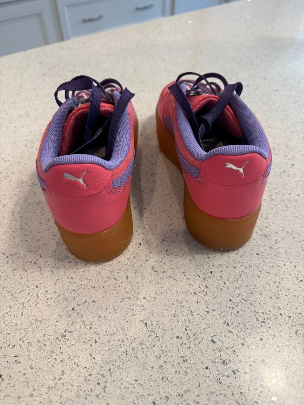 Puma Kids Pink and Purple Lace-Up Sneakers with Gum Sole